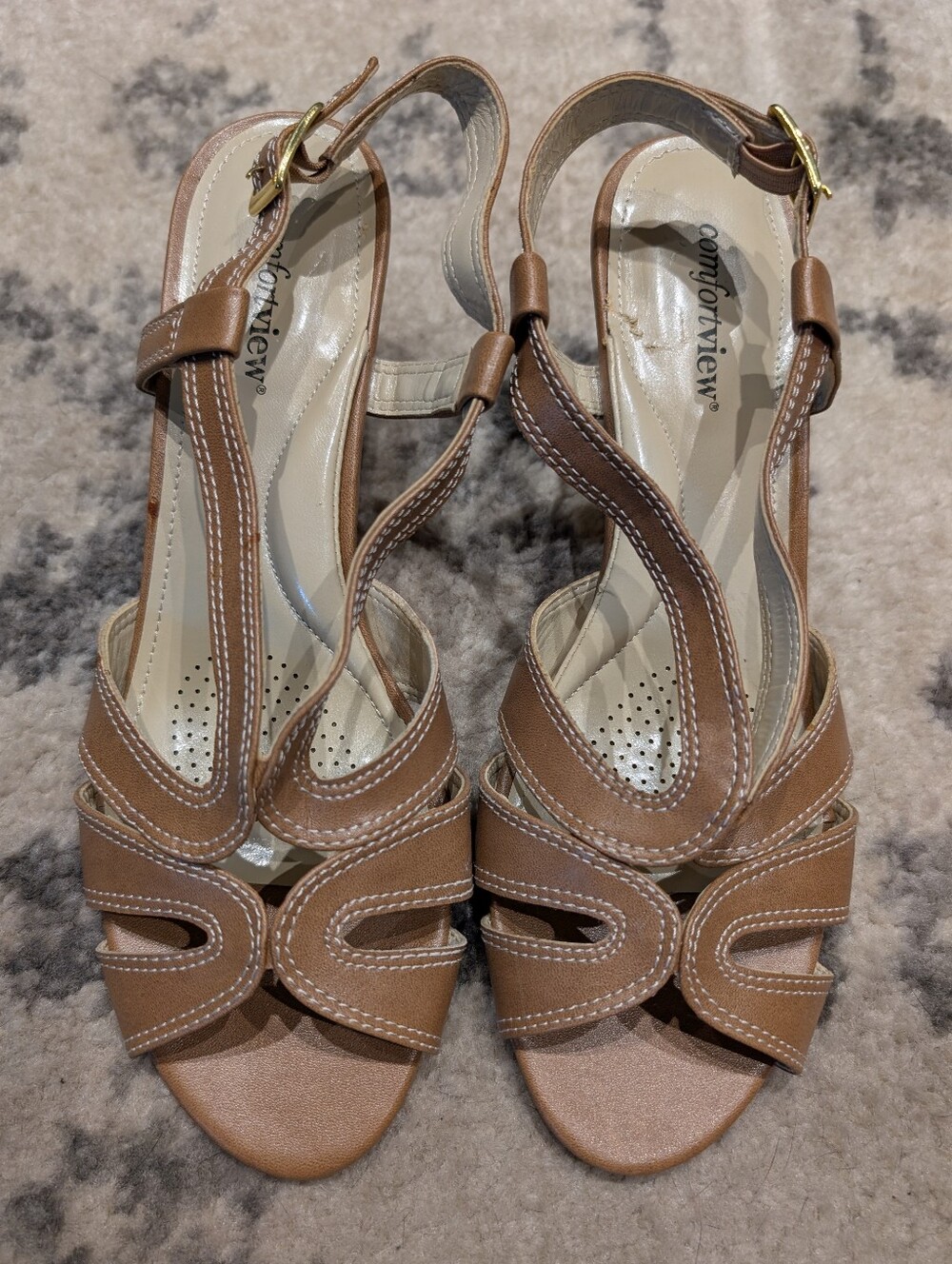Comfortview Heeled Sandals Tan Size 10M | Gently Worn